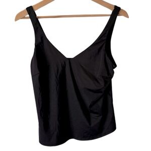 Lands’ End Black Tankini V-neck Swim Top Size 16
